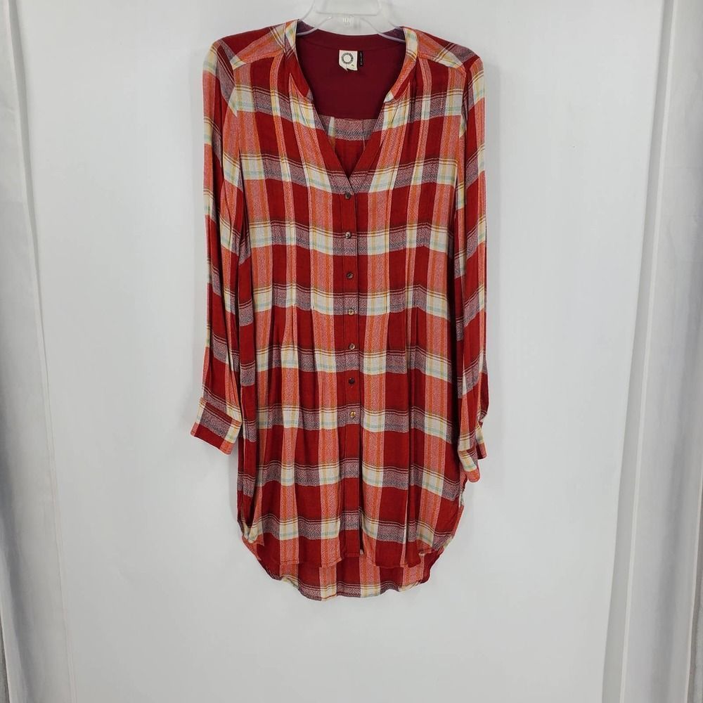 🩵ANTHROPOLOGIE AKEMI + KIN women's XS Lucie red plaid long sleeve tunic